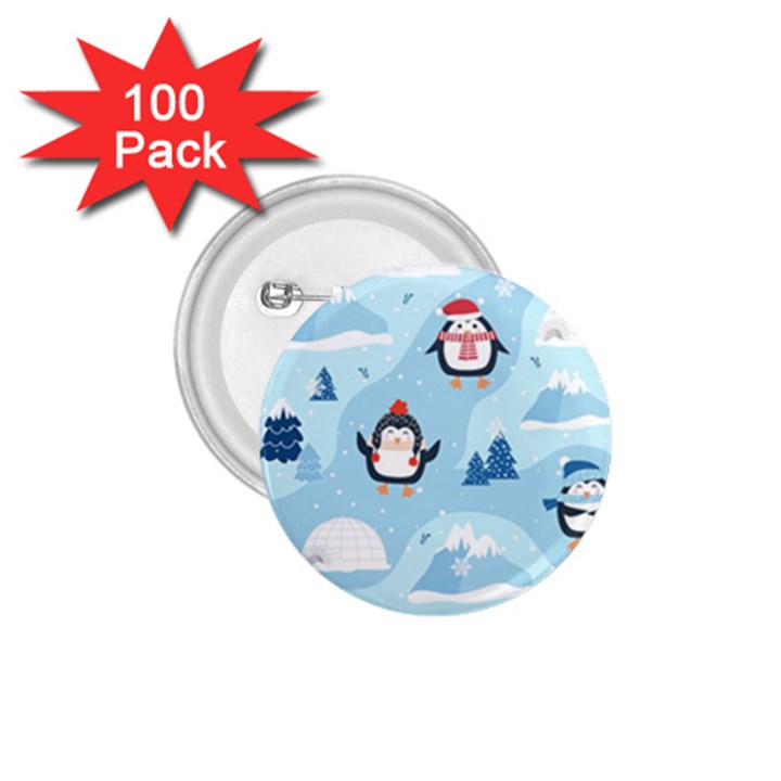 Christmas-seamless-pattern-with-penguin 1.75  Buttons (100 pack) 