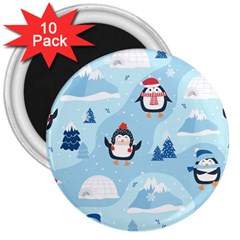 Christmas-seamless-pattern-with-penguin 3  Magnets (10 Pack)  by Grandong