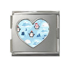 Christmas-seamless-pattern-with-penguin Mega Link Heart Italian Charm (18mm) by Grandong