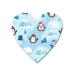 Christmas-seamless-pattern-with-penguin Heart Magnet by Grandong