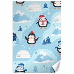 Christmas-seamless-pattern-with-penguin Canvas 24  X 36  by Grandong