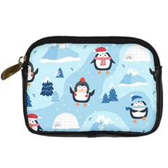 Christmas-seamless-pattern-with-penguin Digital Camera Leather Case by Grandong