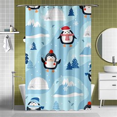 Christmas-seamless-pattern-with-penguin Shower Curtain 48  X 72  (small)  by Grandong