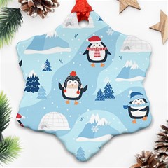 Christmas-seamless-pattern-with-penguin Snowflake Ornament (two Sides) by Grandong