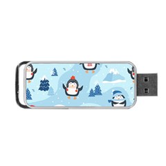 Christmas-seamless-pattern-with-penguin Portable Usb Flash (one Side) by Grandong