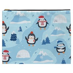 Christmas-seamless-pattern-with-penguin Cosmetic Bag (xxxl) by Grandong