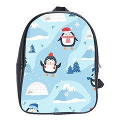 Christmas-seamless-pattern-with-penguin School Bag (xl) by Grandong