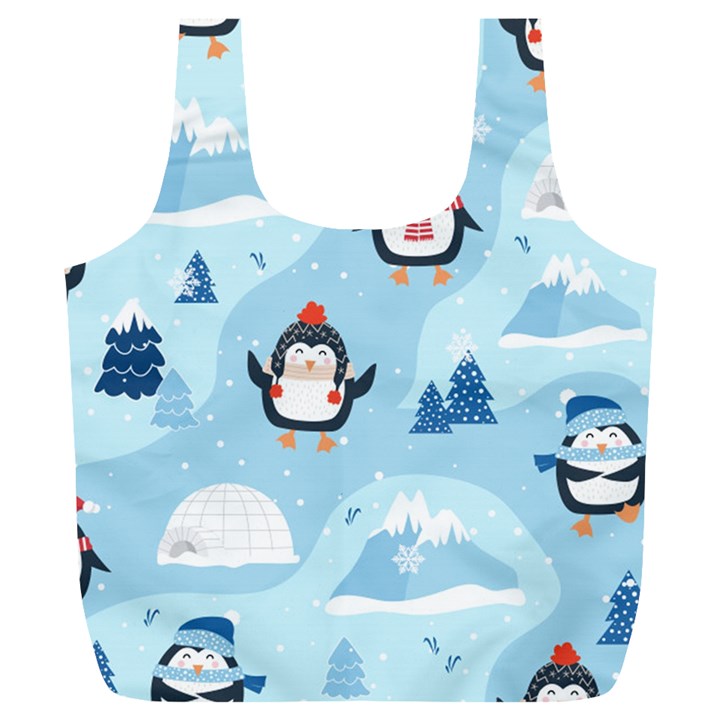 Christmas-seamless-pattern-with-penguin Full Print Recycle Bag (XL)