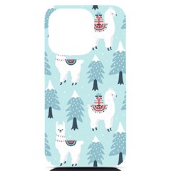 Christmas-tree-cute-lama-with-gift-boxes-seamless-pattern Iphone 14 Pro Black Uv Print Case by Grandong