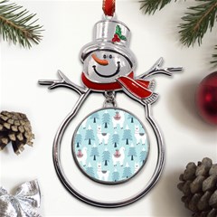 Christmas-tree-cute-lama-with-gift-boxes-seamless-pattern Metal Snowman Ornament by Grandong