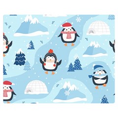 Christmas-seamless-pattern-with-penguin Two Sides Premium Plush Fleece Blanket (medium) by Grandong