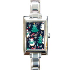 Colorful-funny-christmas-pattern      - Rectangle Italian Charm Watch