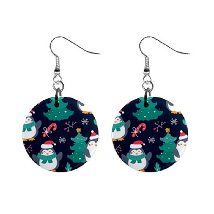 Colorful-funny-christmas-pattern      - Mini Button Earrings