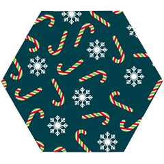 Christmas-seamless-pattern-with-candies-snowflakes Wooden Puzzle Hexagon by Grandong