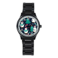 Colorful-funny-christmas-pattern      - Stainless Steel Round Watch by Grandong