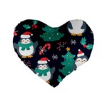 Colorful-funny-christmas-pattern      - Standard 16  Premium Flano Heart Shape Cushions Front