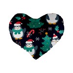 Colorful-funny-christmas-pattern      - Standard 16  Premium Flano Heart Shape Cushions Back