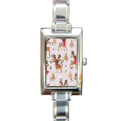 Christmas-seamless-pattern-with-reindeer Rectangle Italian Charm Watch