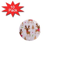 Christmas-seamless-pattern-with-reindeer 1  Mini Magnet (10 Pack)  by Grandong