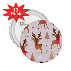 Christmas-seamless-pattern-with-reindeer 2 25  Buttons (10 Pack)  by Grandong