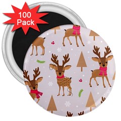 Christmas-seamless-pattern-with-reindeer 3  Magnets (100 Pack) by Grandong