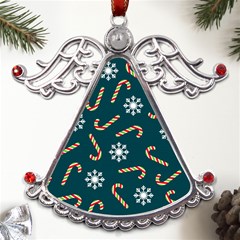 Christmas-seamless-pattern-with-candies-snowflakes Metal Angel With Crystal Ornament by Grandong