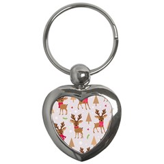 Christmas-seamless-pattern-with-reindeer Key Chain (heart) by Grandong