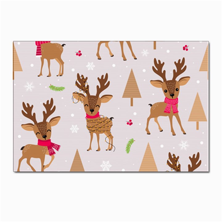 Christmas-seamless-pattern-with-reindeer Postcards 5  x 7  (Pkg of 10)