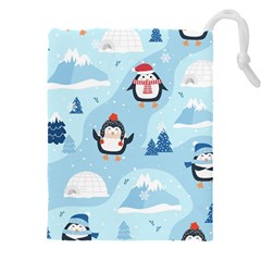 Christmas-seamless-pattern-with-penguin Drawstring Pouch (4xl) by Grandong