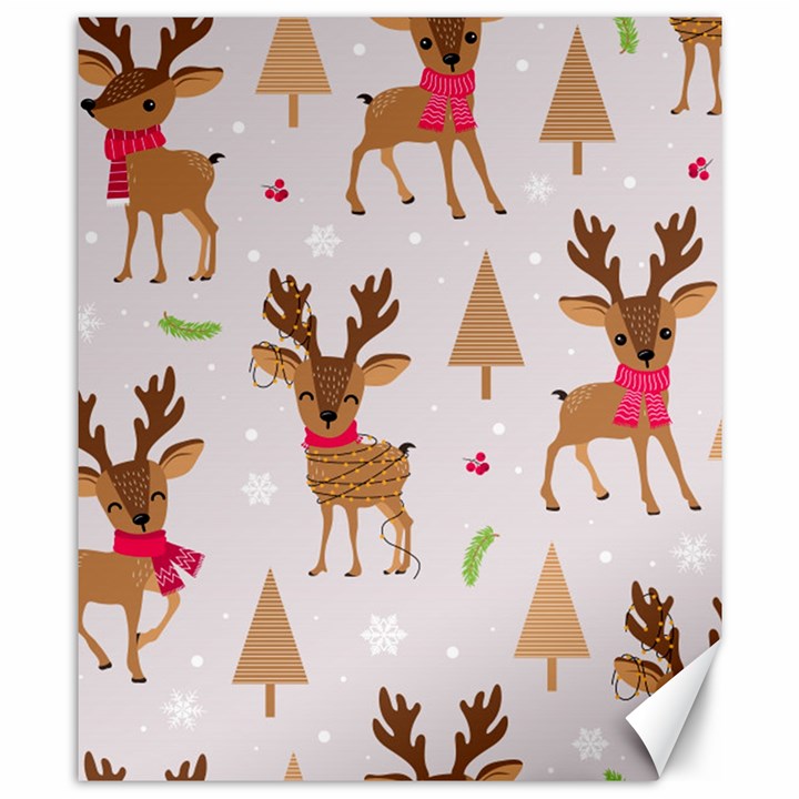 Christmas-seamless-pattern-with-reindeer Canvas 8  x 10 