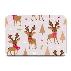 Christmas-seamless-pattern-with-reindeer Small Doormat by Grandong