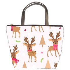 Christmas-seamless-pattern-with-reindeer Bucket Bag by Grandong