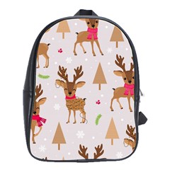 Christmas-seamless-pattern-with-reindeer School Bag (large) by Grandong