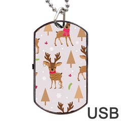 Christmas-seamless-pattern-with-reindeer Dog Tag Usb Flash (one Side) by Grandong