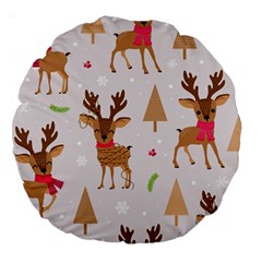 Christmas-seamless-pattern-with-reindeer Large 18  Premium Round Cushions by Grandong