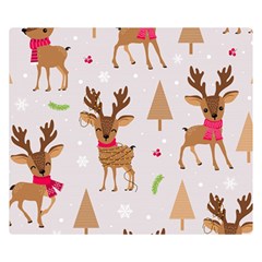 Christmas-seamless-pattern-with-reindeer Two Sides Premium Plush Fleece Blanket (small) by Grandong