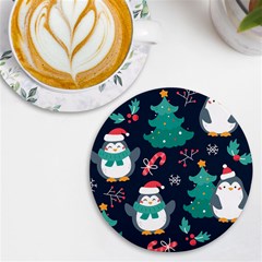 Colorful-funny-christmas-pattern      - Uv Print Round Tile Coaster by Grandong