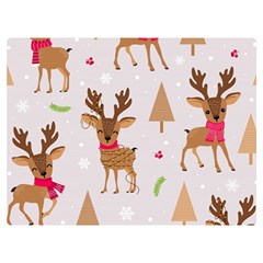 Christmas-seamless-pattern-with-reindeer Two Sides Premium Plush Fleece Blanket (extra Small) by Grandong