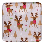 Christmas-seamless-pattern-with-reindeer Square Glass Fridge Magnet (4 pack) Front