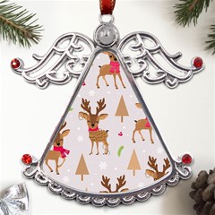 Christmas-seamless-pattern-with-reindeer Metal Angel With Crystal Ornament by Grandong