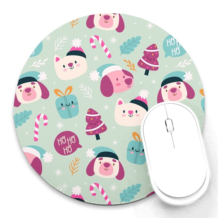 Christmas Paper Stars Pattern Texture Background Colorful Colors Seamless Copy Round Mousepad