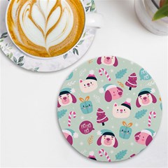 Christmas Paper Stars Pattern Texture Background Colorful Colors Seamless Copy Uv Print Round Tile Coaster by Grandong