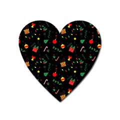 Christmas Pattern Texture Colorful Wallpaper Heart Magnet by Grandong