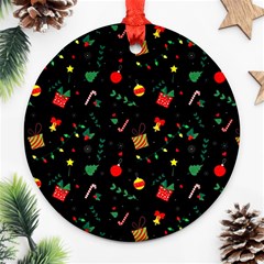 Christmas Pattern Texture Colorful Wallpaper Round Ornament (two Sides) by Grandong