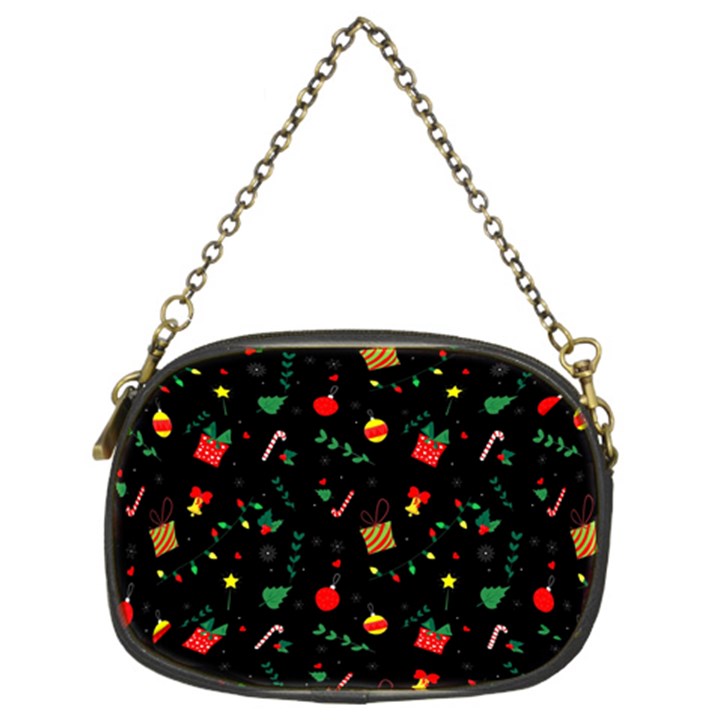 Christmas Pattern Texture Colorful Wallpaper Chain Purse (Two Sides)