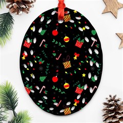 Christmas Pattern Texture Colorful Wallpaper Oval Filigree Ornament (two Sides) by Grandong