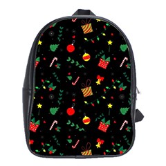 Christmas Pattern Texture Colorful Wallpaper School Bag (xl) by Grandong