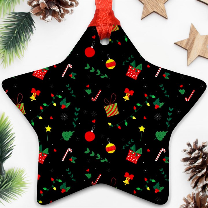 Christmas Paper Stars Pattern Texture Background Colorful Colors Seamless Copy Ornament (Star)