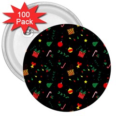 Christmas Paper Stars Pattern Texture Background Colorful Colors Seamless Copy 3  Buttons (100 Pack)  by Grandong