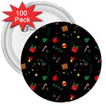 Christmas Paper Stars Pattern Texture Background Colorful Colors Seamless Copy 3  Buttons (100 pack)  Front